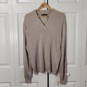 Brooks Brothers Men's Taupe Extra Fine‎ Merino Wool Long Sleeve Sweater Size XL